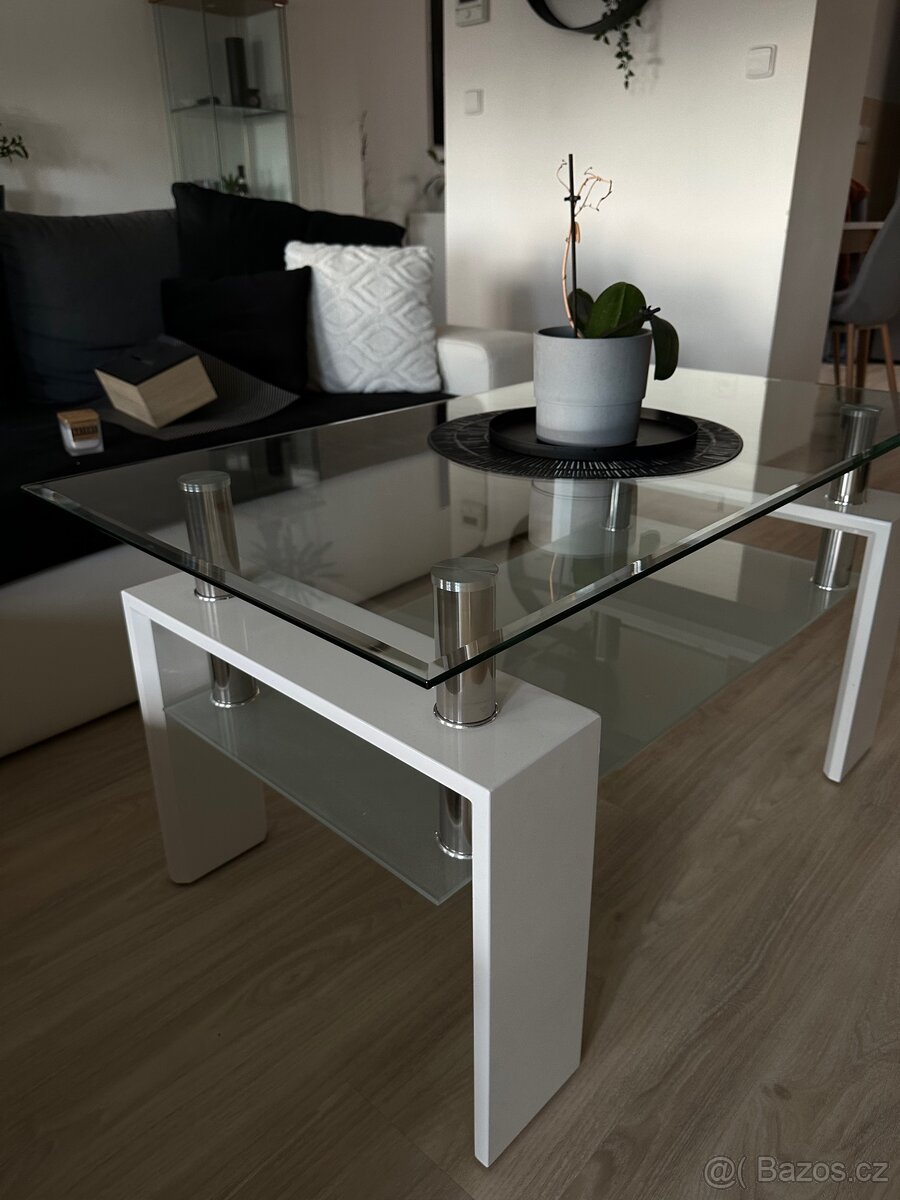 Konferenční stolek - temperované sklo - 2