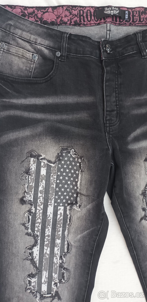 ROCK REBEL pánské džíny v. XL Nové,ZA POLOVINU CENY - 2