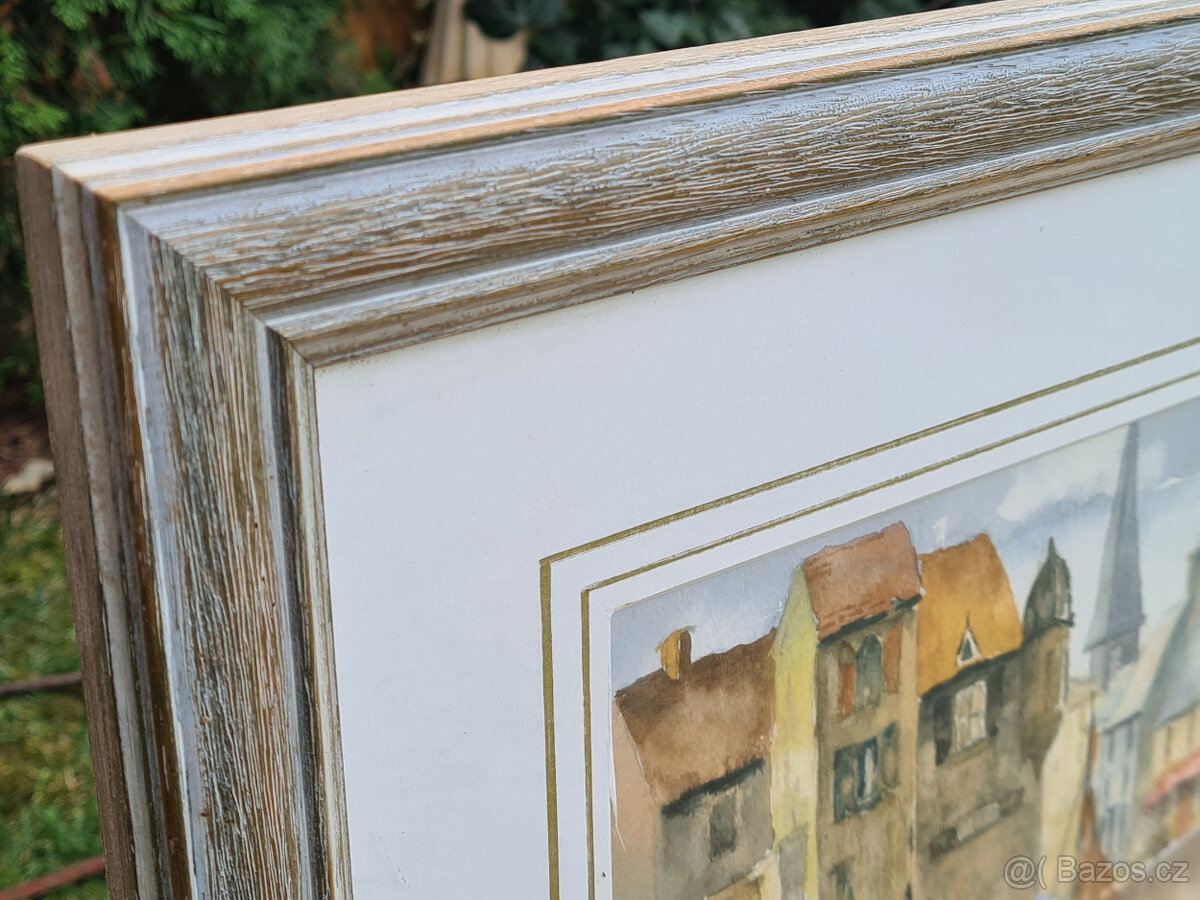 Akvarel "Fishing nets at Honfleur", 50x42cm - 2