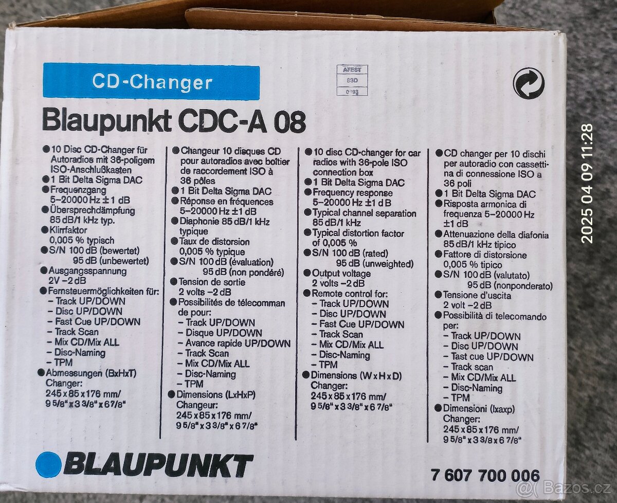 CD měnič Blaupunkt CDC-A08 nepoužitý - 2