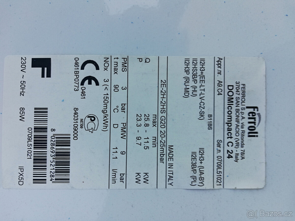 Plynový kotel Ferroli na náhradní díly - 2