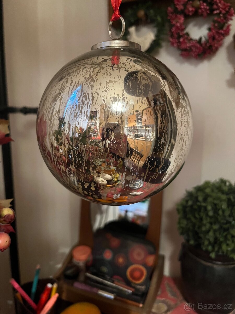 Vánoční koule sklo Tchibo nové 13 cm 2 X - 2