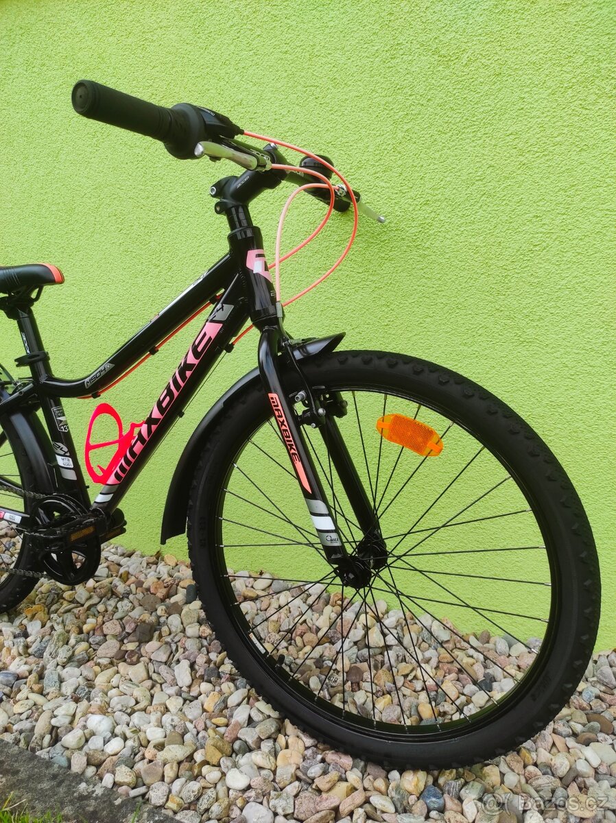 Značkové dětské kolo MAXBIKE 24" (černá/růžová) - 2
