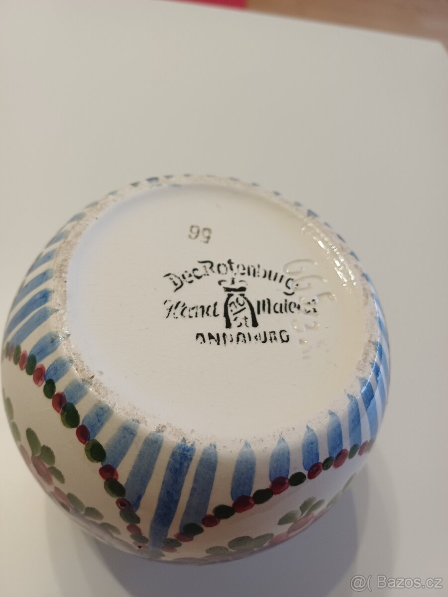 Starožitná ručně malovaná vázička Fajans - 2