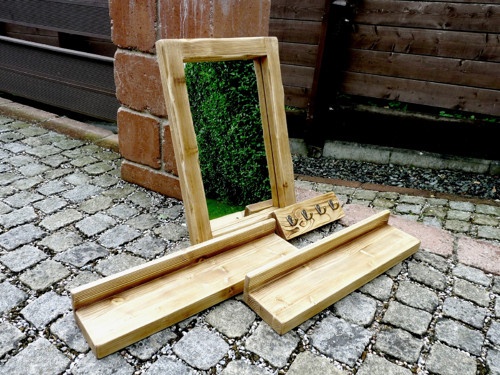 Koupelnový set zrcadlo, police, věšák - 2