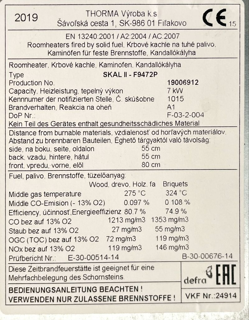 Krbová kamna SKAL II (7 kW) ve velmi dobrém stavu - 2