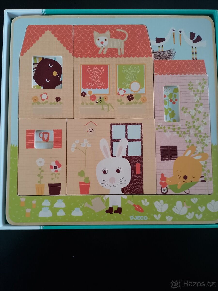 Puzzle Djeco - Zajíci - 3 vrstvy, dřevěné - 2