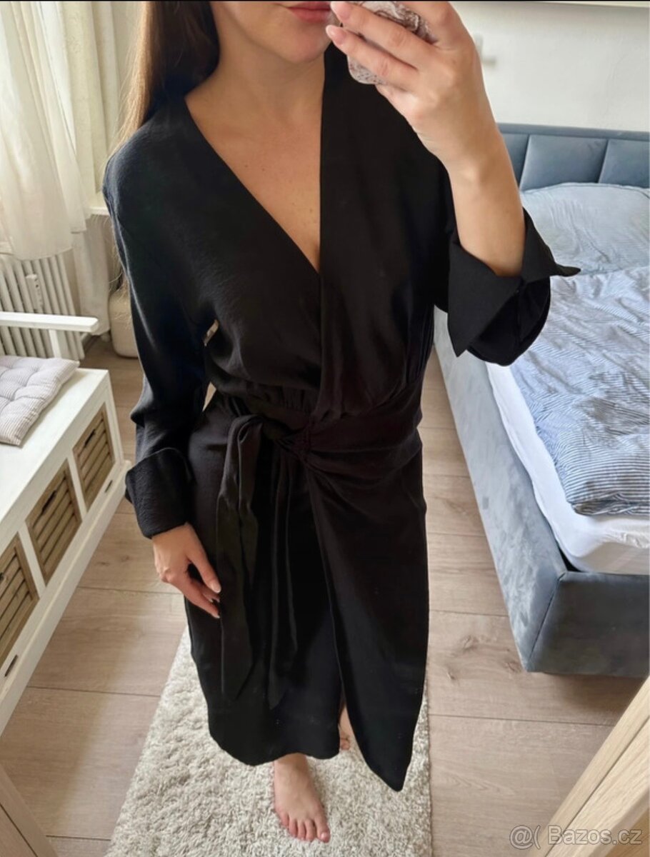 Černé letní šaty lněné H&M - 2