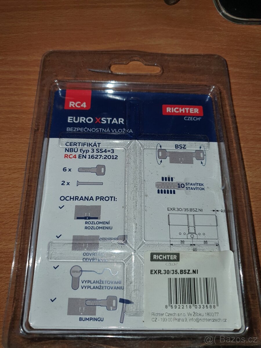 vložka do dveří, ZÁMEK, 6 klíčů, RC4 - 2