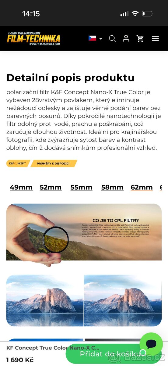 K&F CONCEPT CPL 82mm NANO-X nový - 2