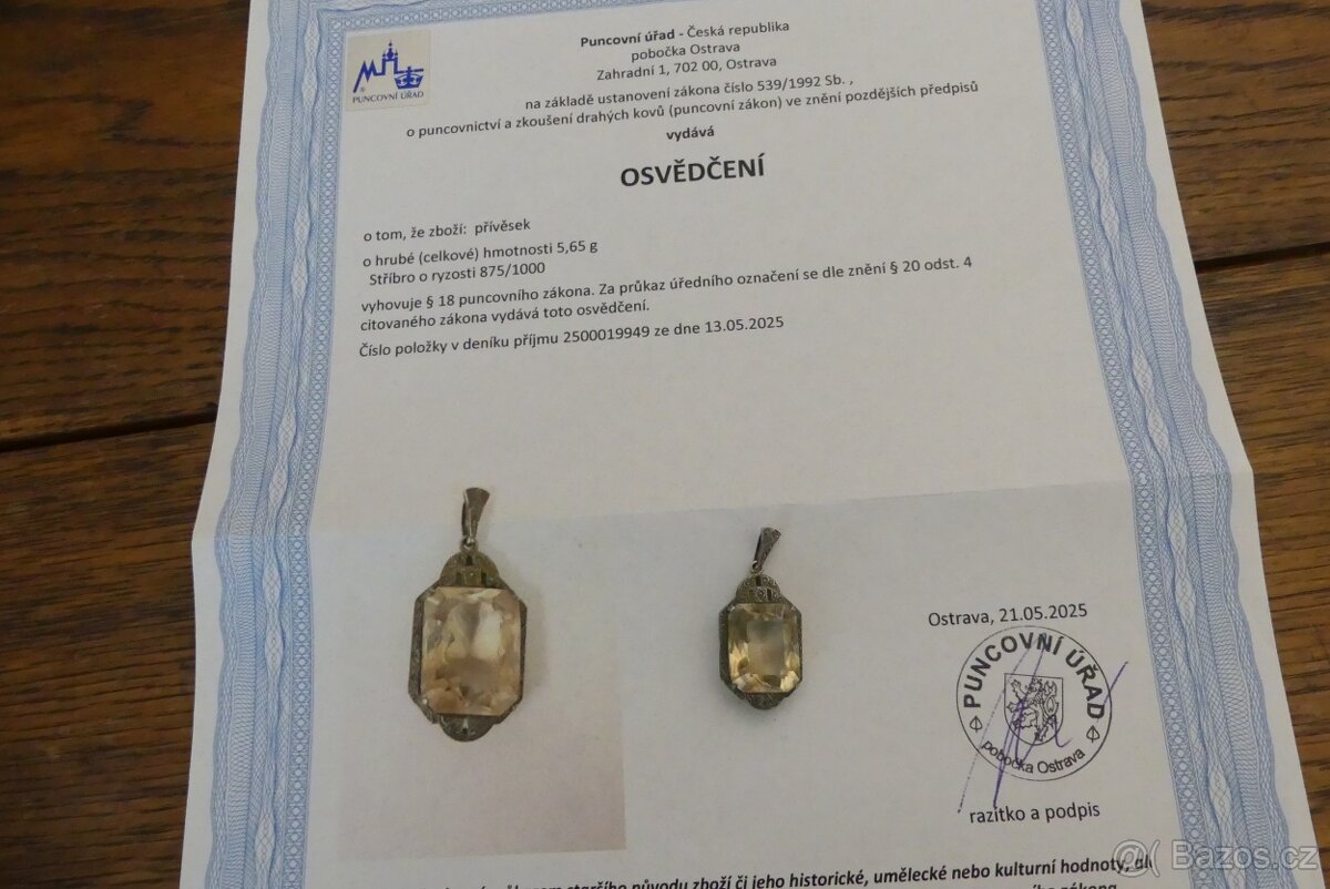 Starožitný stříbrný Art Deco přívěšek - 2