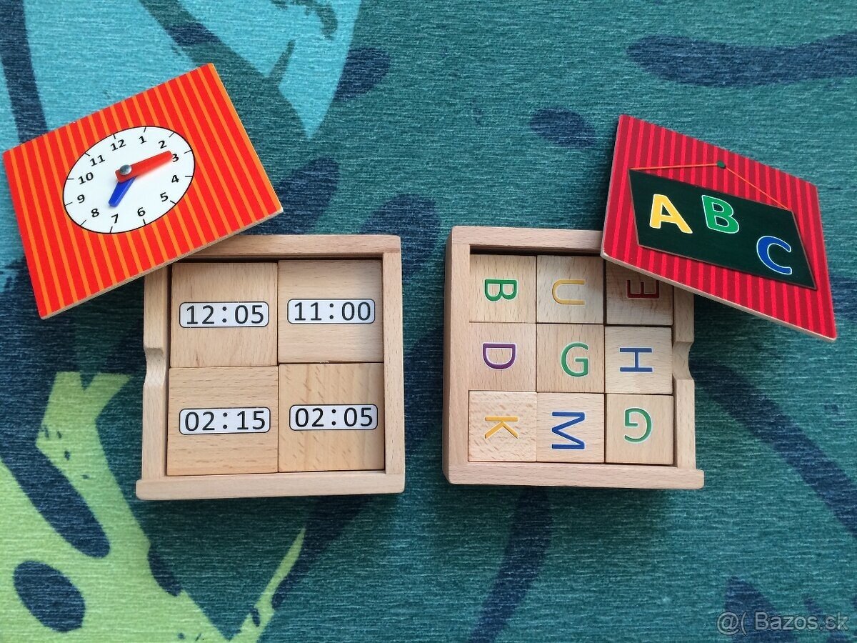 Dřevěná vzdělávací hra - hodiny, písmena - 2