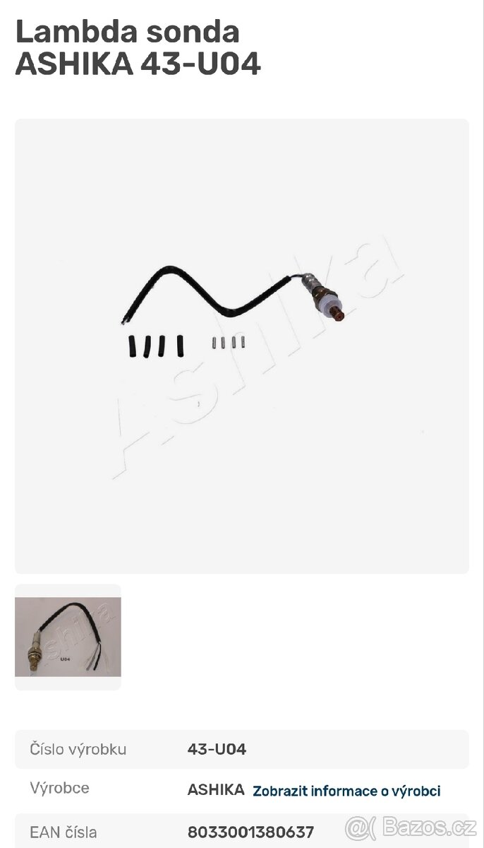 Lambda sonda Ashika 43-U04 - 2