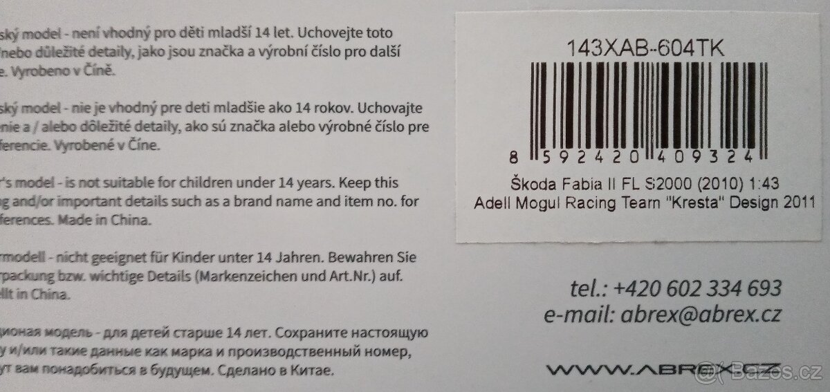 ABREX 1:43 ADELL MOGUL RACING TEAM KRESTA DESIGN 2011 - 2