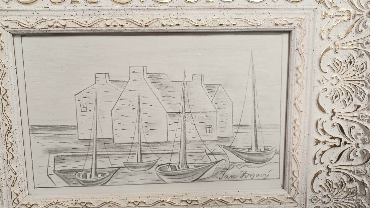 Bárky. Hezky rámováno. Pastel. - 2