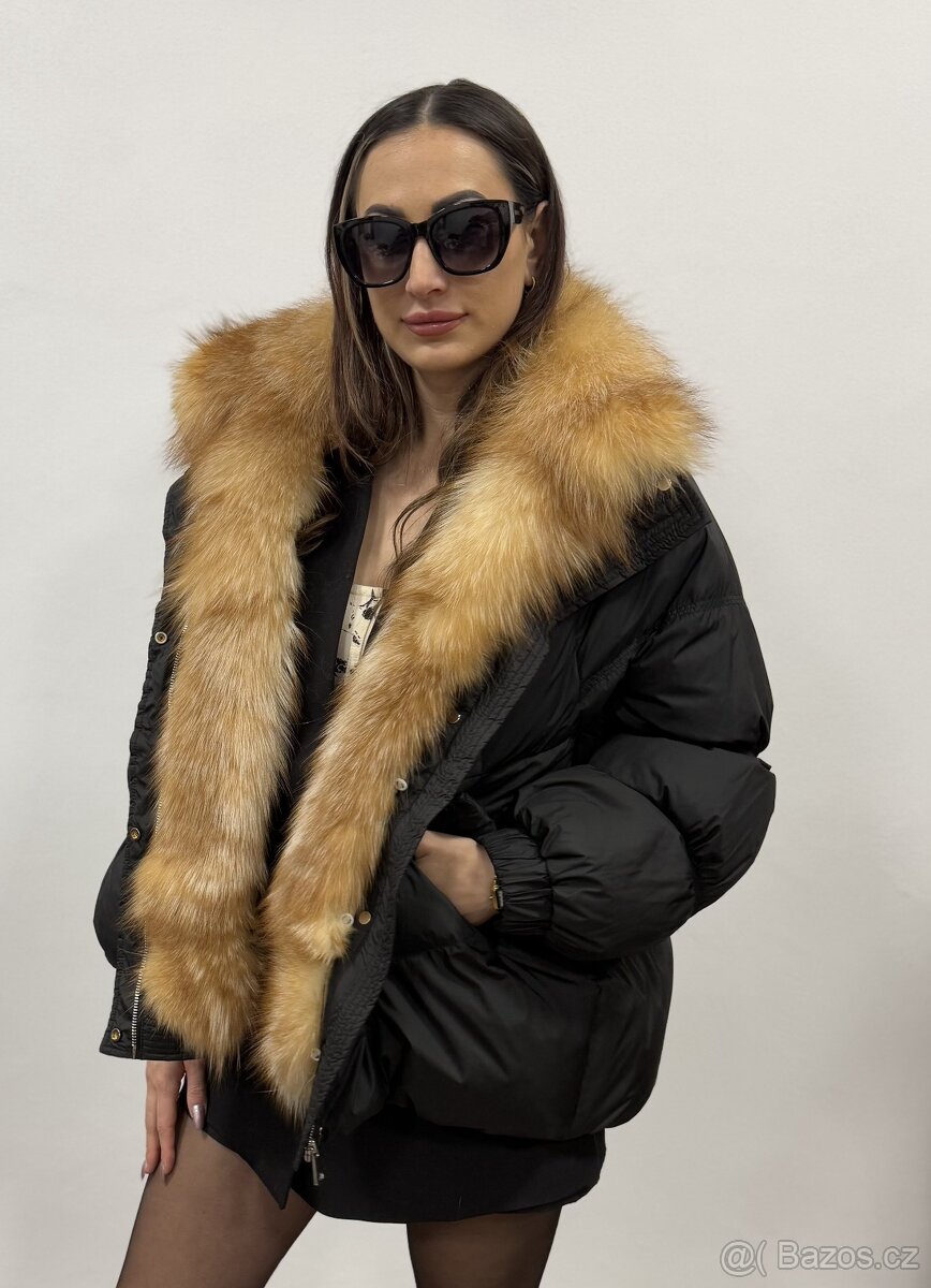 Dámská péřová bunda s pravou liščí kožešinou - 2