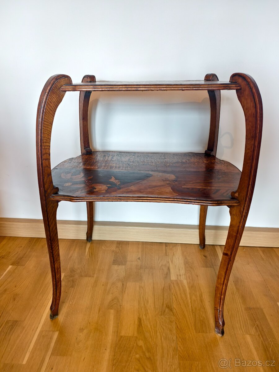 Secesní čajový stolek, etažér Gallé, Majorelle - 2