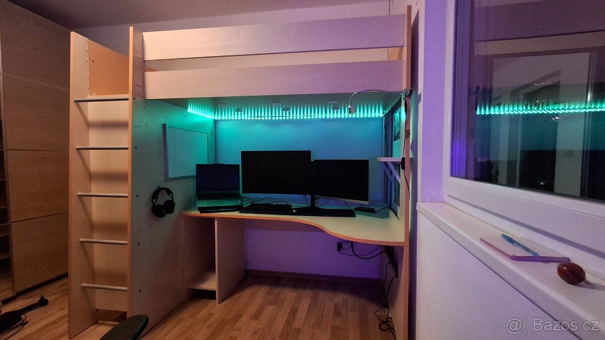 Patrová postel se stolem a skříní - 2