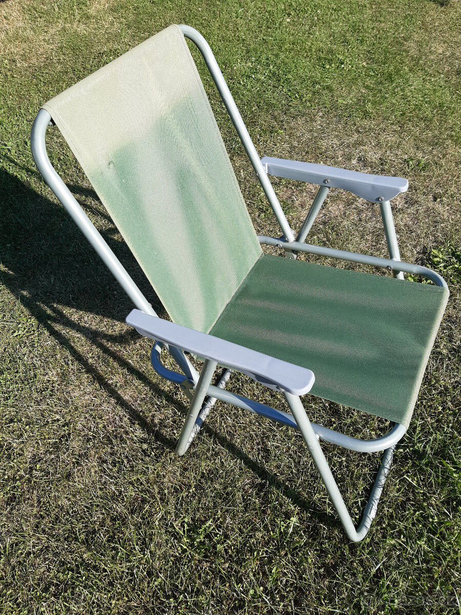 Židlička skládací zelená - kovová kostra + plátěný potah - 2