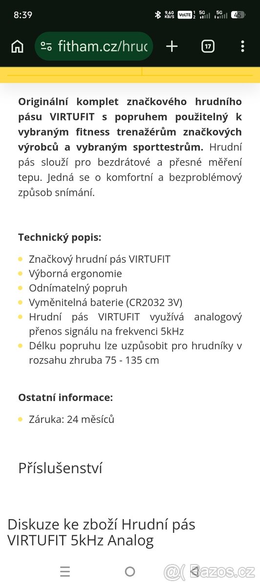 Hrudní pás virtufit analog - 2