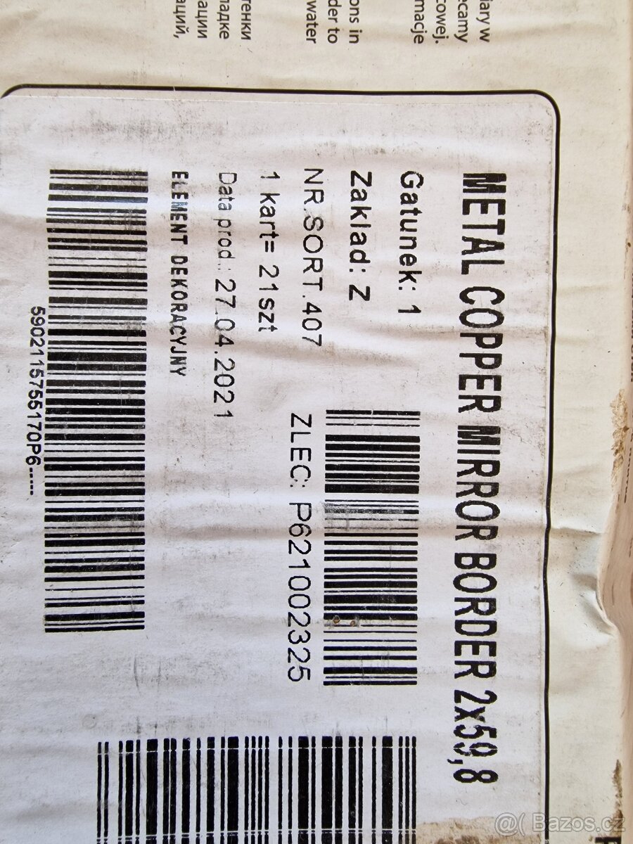 Dekorační kachličky měděný zrcadlový pruh - 2