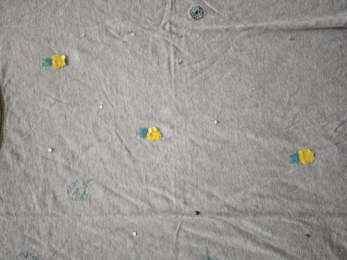 Šedé tričko s ananasy s krátkým rukávem - 2