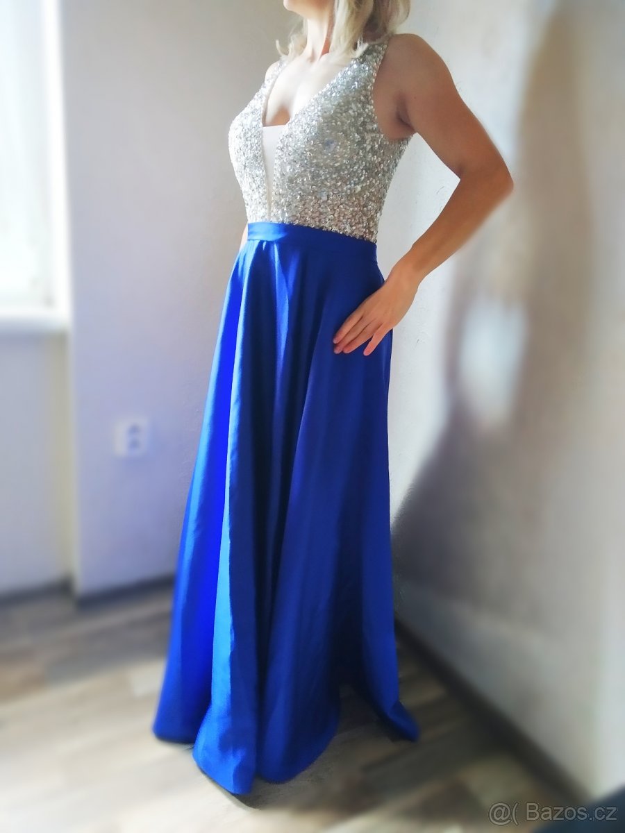 Šaty krásné modré , vel. 36-38 - 2