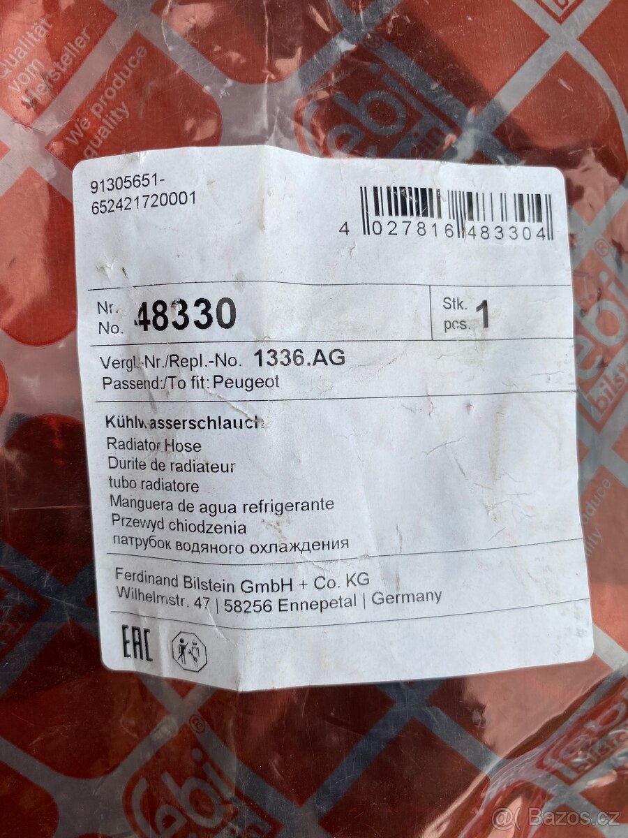 Citroen C4 1.6hdi hadice chladiče 48330 - 2