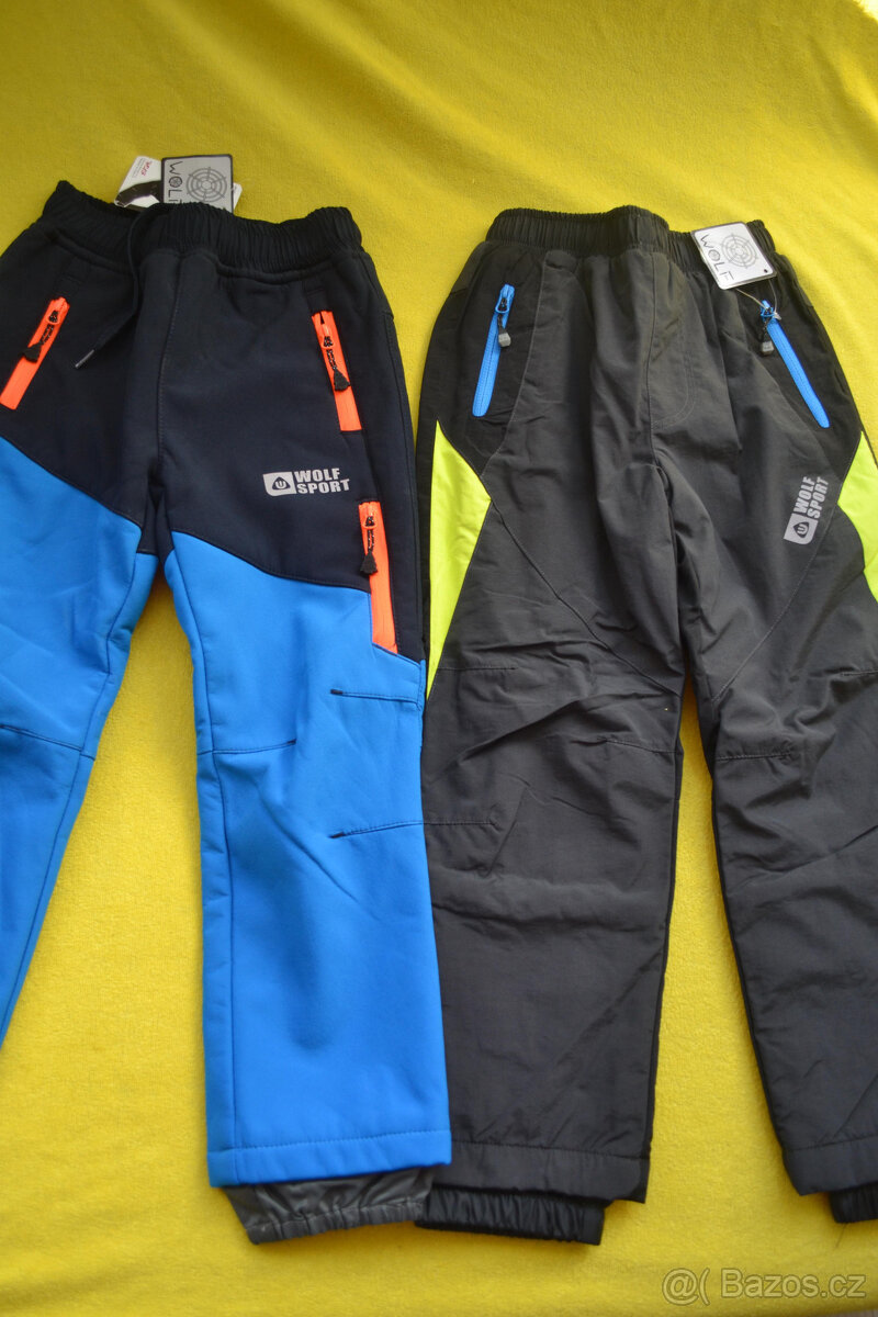 2x oteplené Wolf kalhoty softshellové, susť,nové,cena celkem - 2