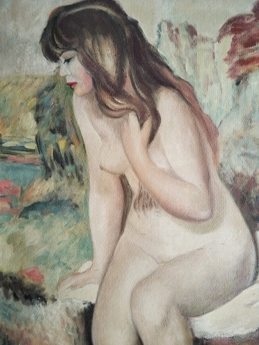 obraz NAHÁ DÍVKA, akt, olej, nesignováno - 2