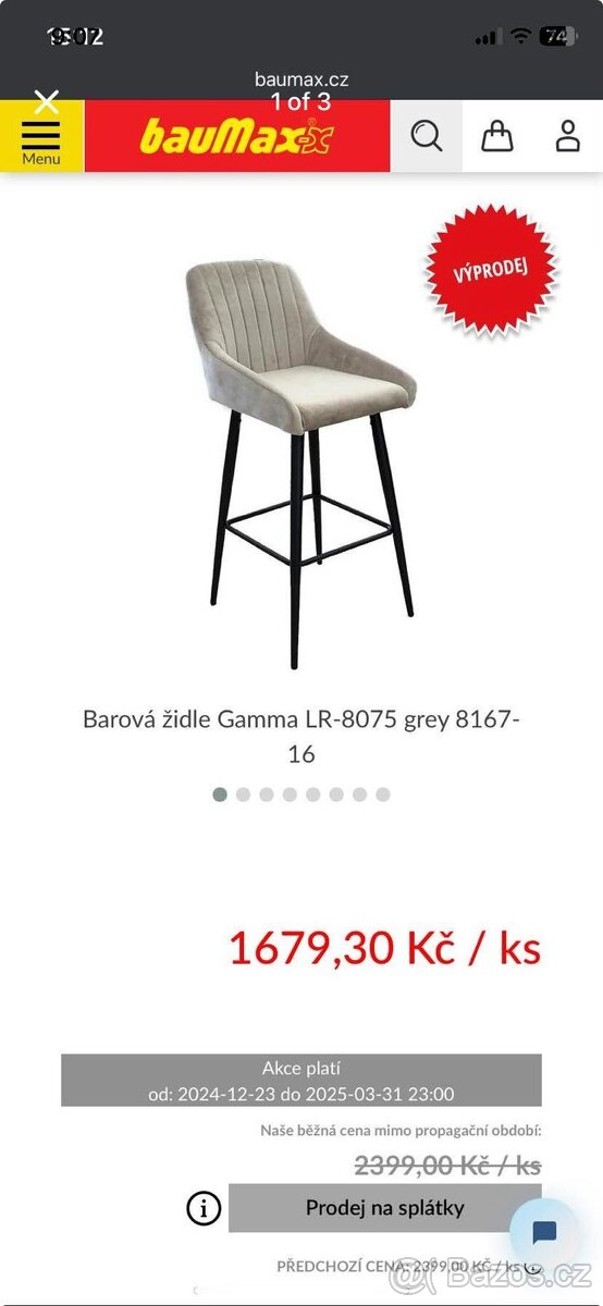 Novy barova zidle Gamma LR-8075 x 2 - 2