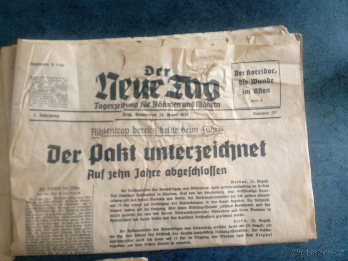 noviny z roku 1939 - 2