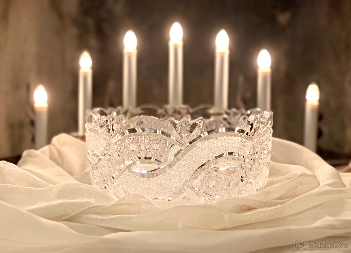 Bohemia Crystal Czechoslovakia Luxusní masivní broušená mísa - 2