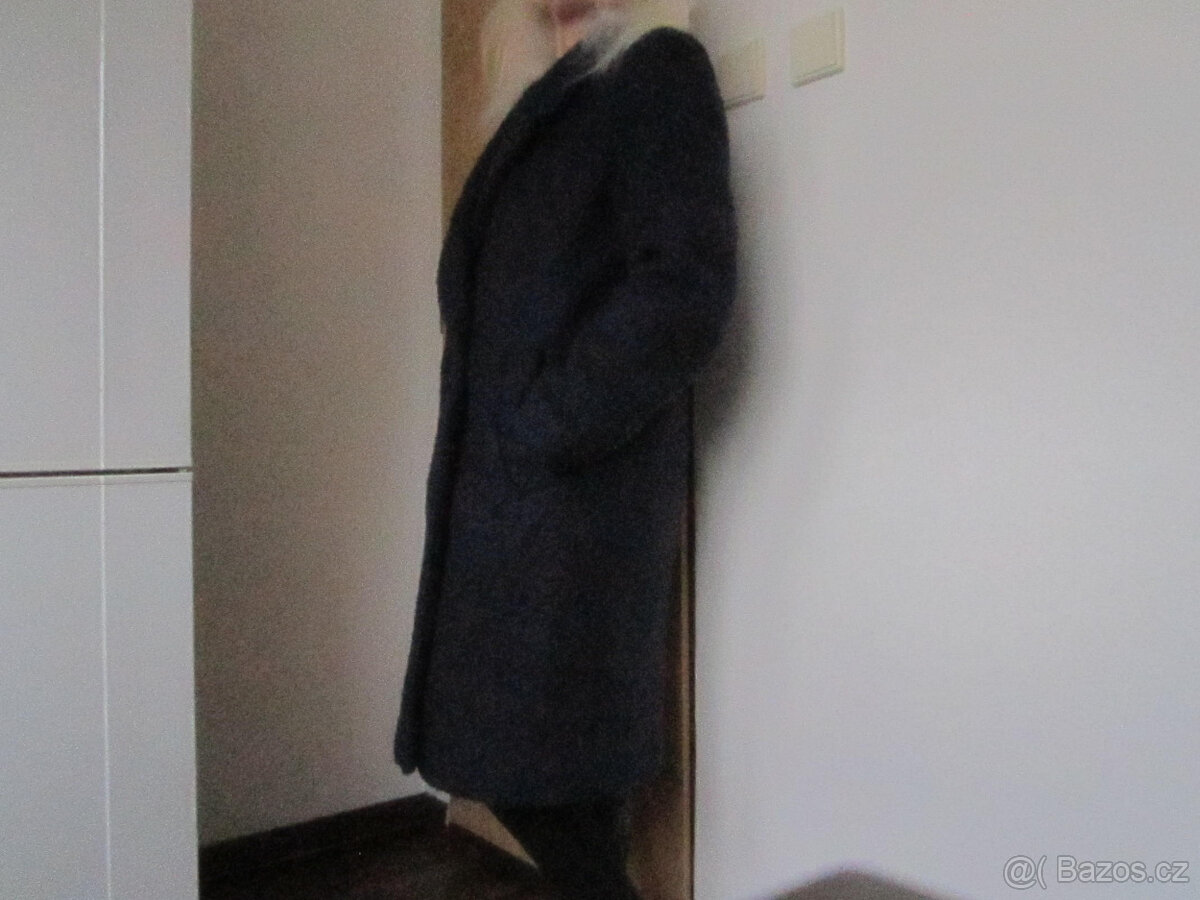 Sytě modrý zimní kabát zn. Mango, XS/S/M, 50% vlny - 2