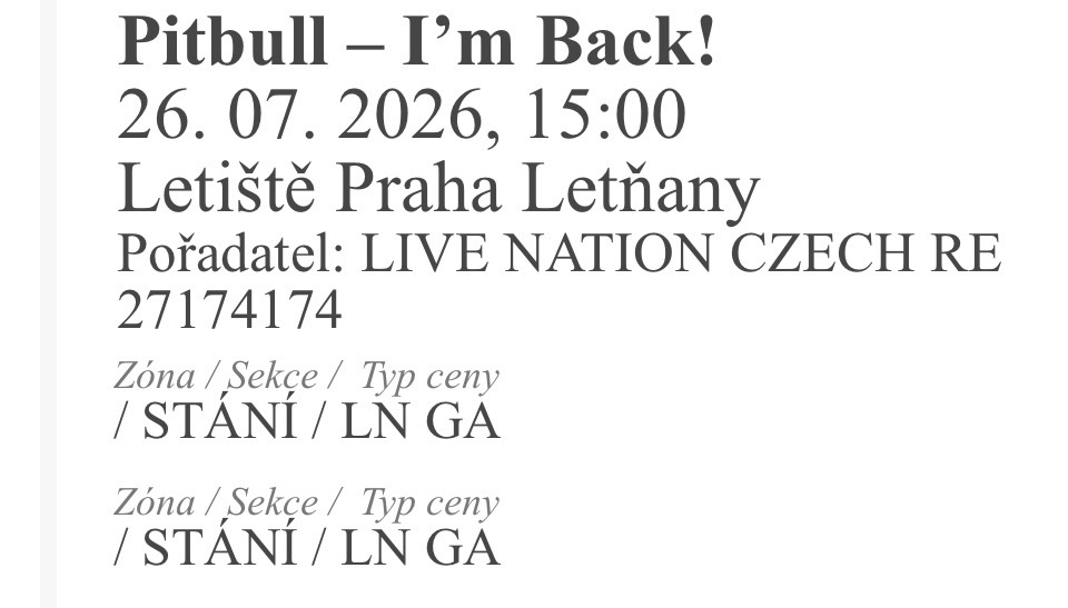 Koncert PITBULL 26.7. - 2
