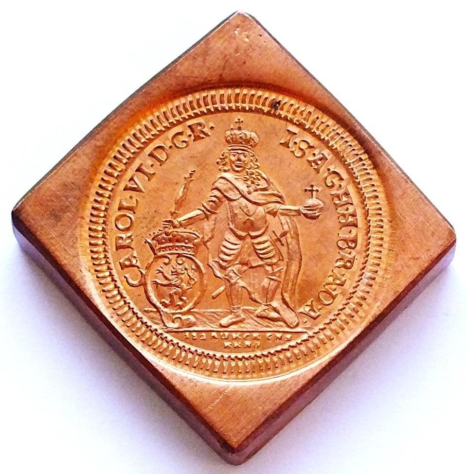 Karel VI., novoražba 2 dukátu 1727, Cu klipa, ČNS Brno 2022 - 2