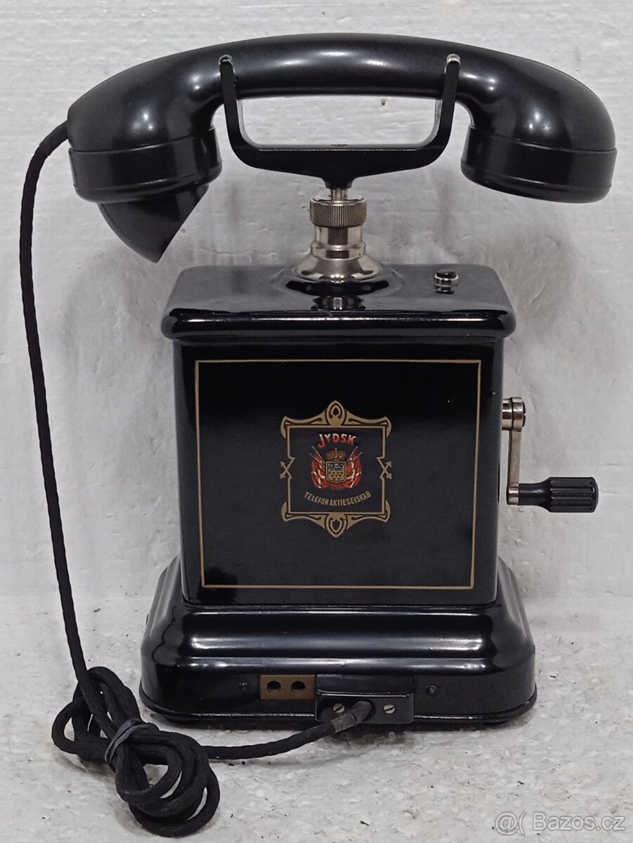 Retro smaltovaný telefon JYDSK s kličkou - 2