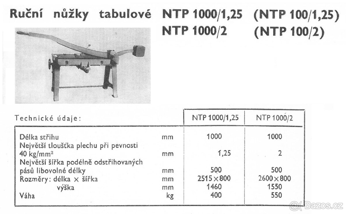 Ruční nůžky tabulové NTP1000/2 - 2