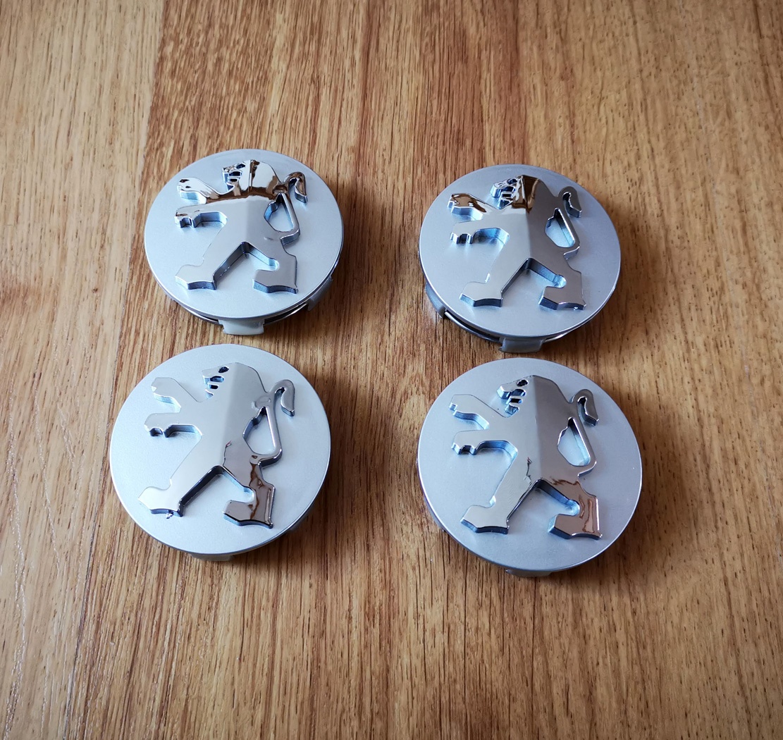 Středové krytky Peugeot 60mm černé nebo stříbrné pokličky - 2