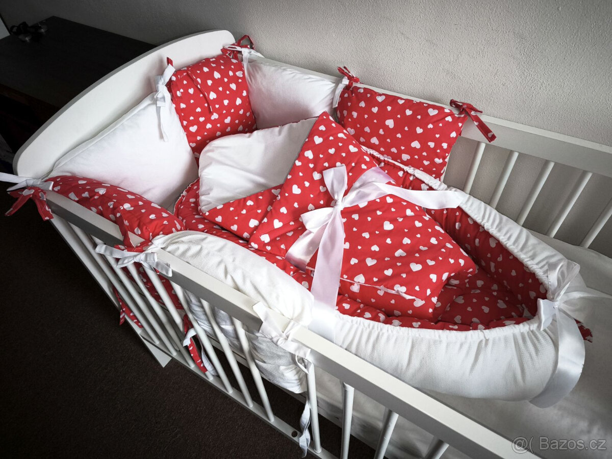 Nová souprava do postýlky srdíčka + bílý velvet - 2