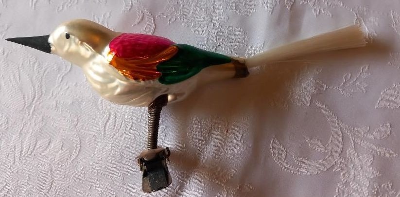 Ptáček se zeleným křídlem, vánoční ozdoba retro - 2