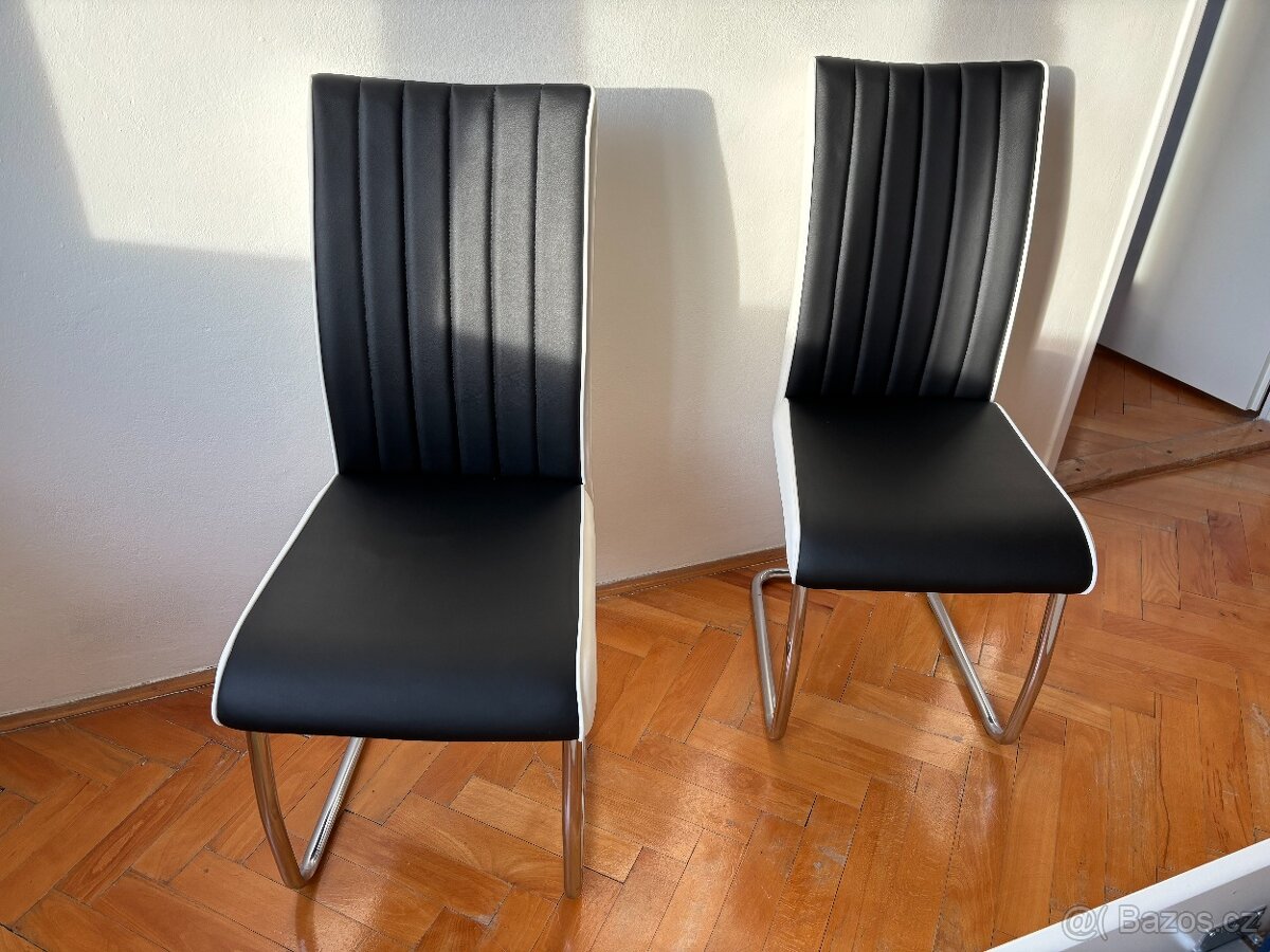 Jídelní židle Vertical, černá/bílá ekokůže - 2