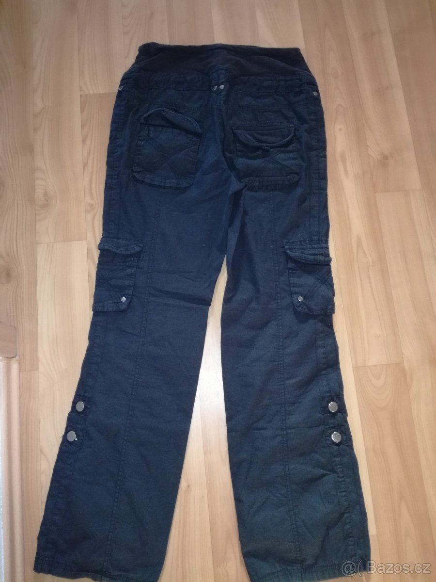 černé plátěné kalhoty - 2