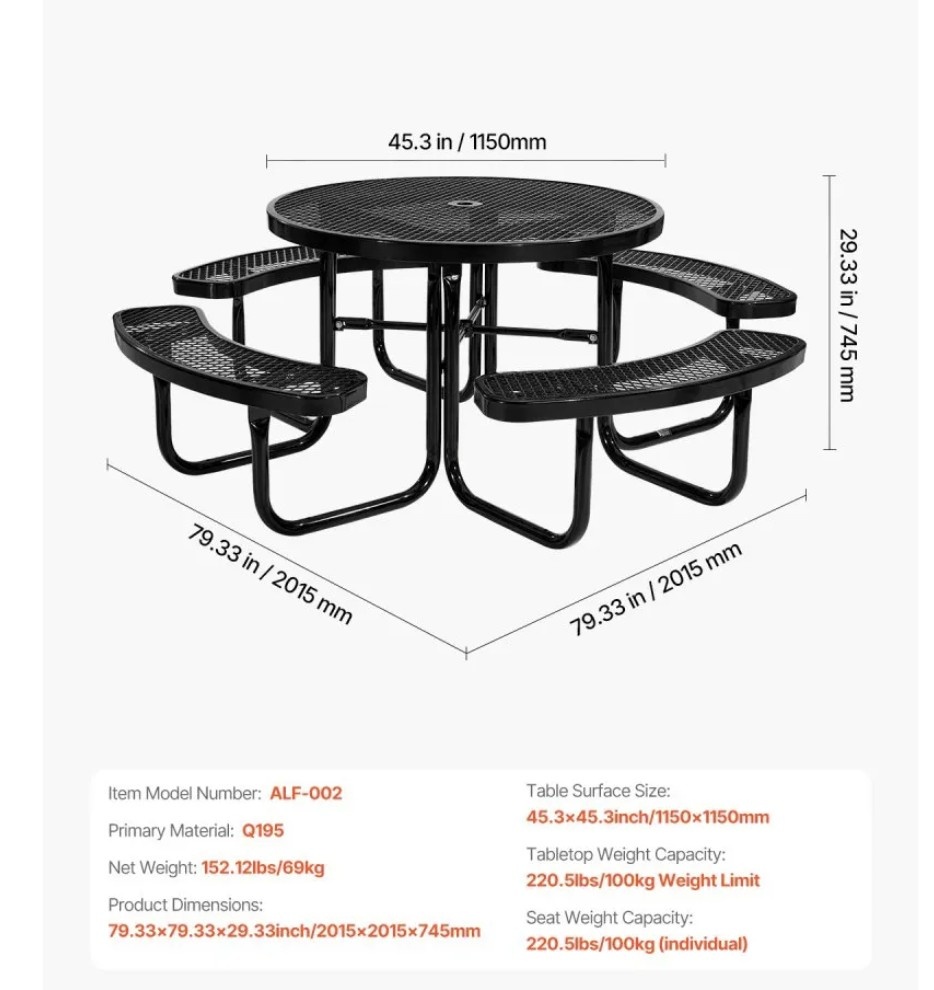 Odolný piknikový stůl, venkovní. - 2