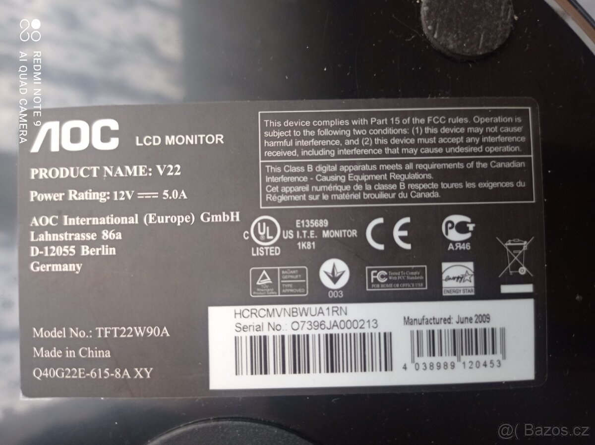 LCD monitor AOC V22 - 2