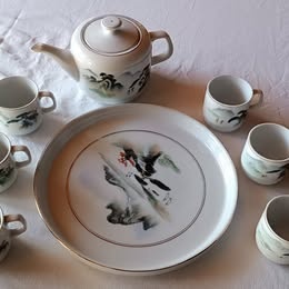 Porcelánová čajová souprava s orientálním motivem – 8 dílů - 2