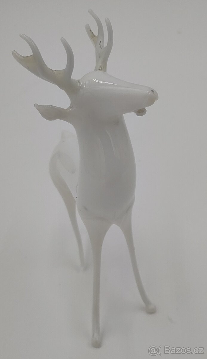 Luxusní skleněný foukaný Vánoční jelen 10cm - 2