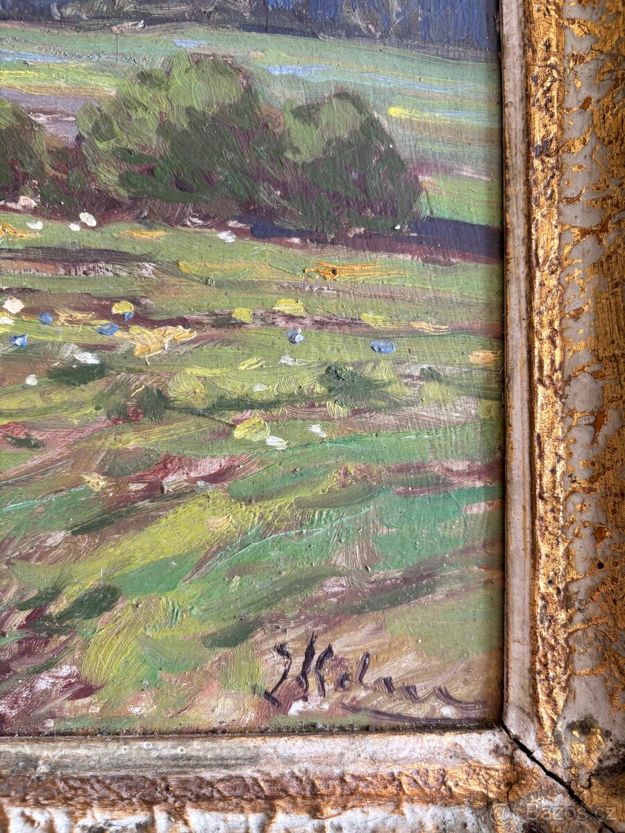 Obraz Říčka, olejomalba na desce 44x75 - 2