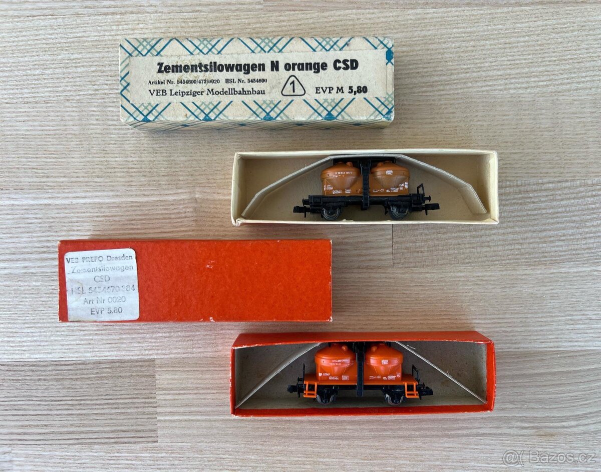 2× VAGÓN NA CEMENT – MODEL N – ČSD – PREFO / LEIPZIG - 2