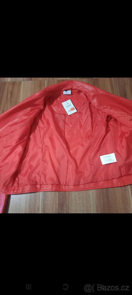 Červená koženková bunda, v.38, nová s visačkou - 2